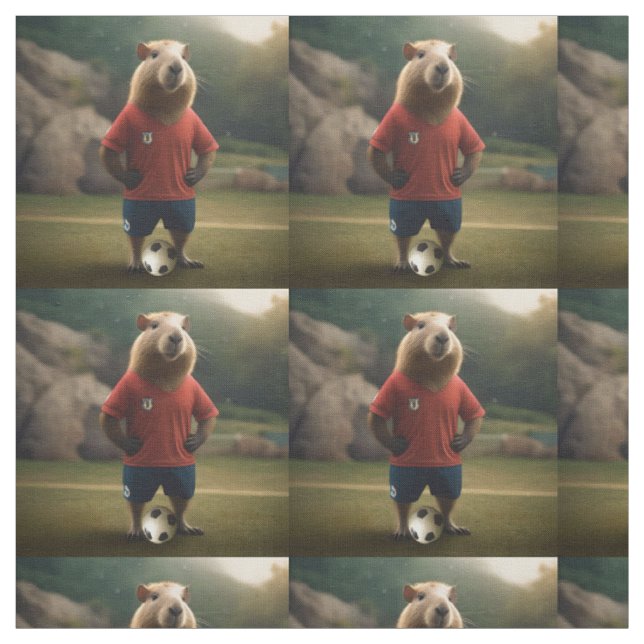"Goal-Scoring Capybara: The Ultimate Soccer Star!" Fabric (Swatch)