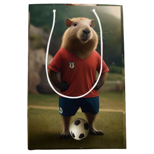 "Goal-Scoring Capybara: The Ultimate Soccer Star!" Medium Gift Bag (Front)