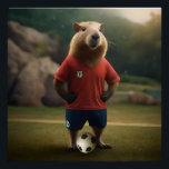 "Goal-Scoring Capybara: The Ultimate Soccer Star!" Poster<br><div class="desc">Pictured Dressed In His Soccer Outfit With Ball Is Soccer Capybara.</div>