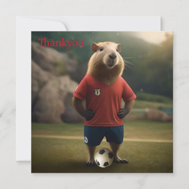 "Goal-Scoring Capybara: The Ultimate Soccer Star!" Thank You Card (Front)