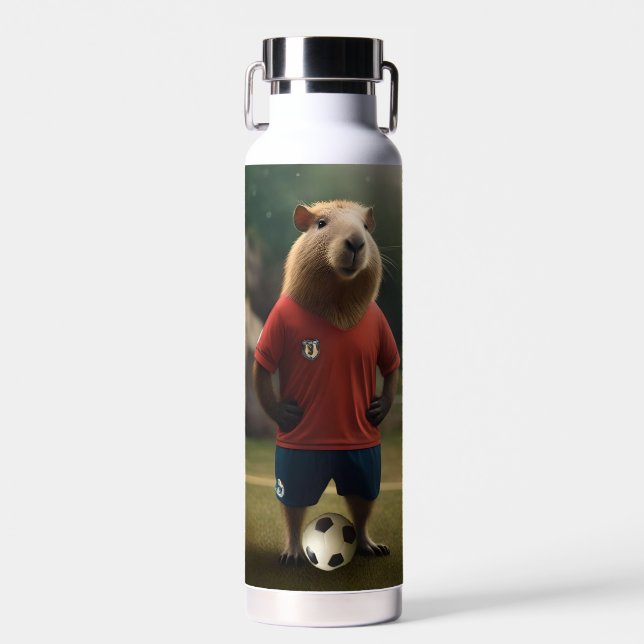"Goal-Scoring Capybara: The Ultimate Soccer Star!" Water Bottle (Front)