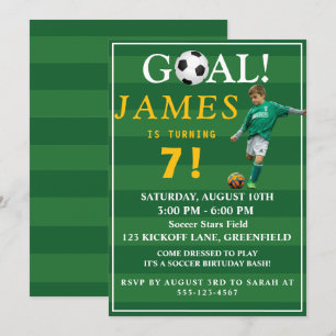 Goal! Soccer Birthday Invite for Kids – Age 7