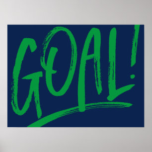 Goal! soccer hockey blue green sports art poster