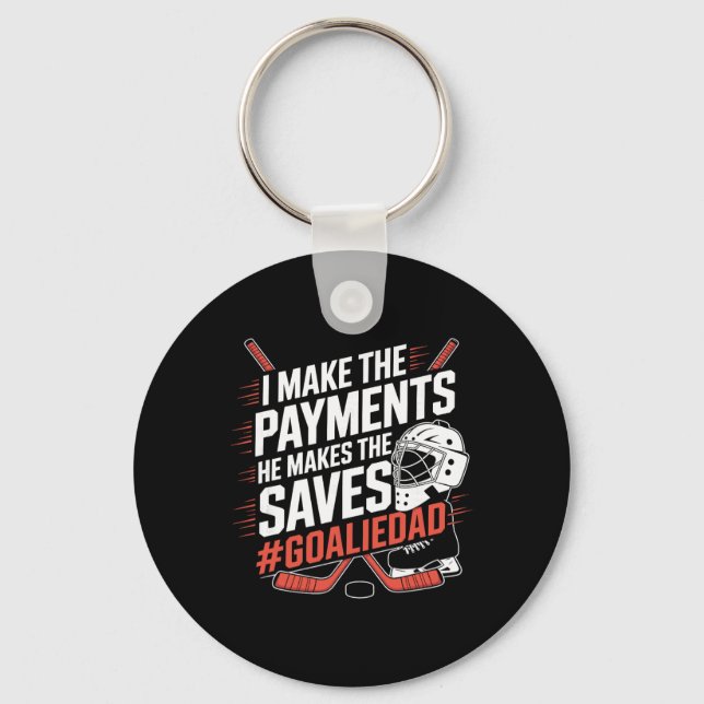 Goalie Dad Ice Hockey  Key Ring (Front)