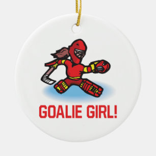 Goalie Girl Ceramic Tree Decoration