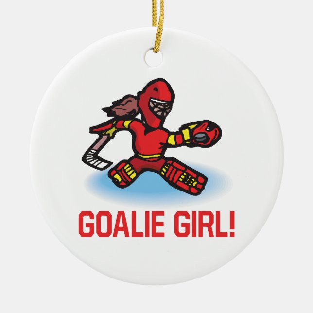 Goalie Girl Ceramic Tree Decoration (Front)