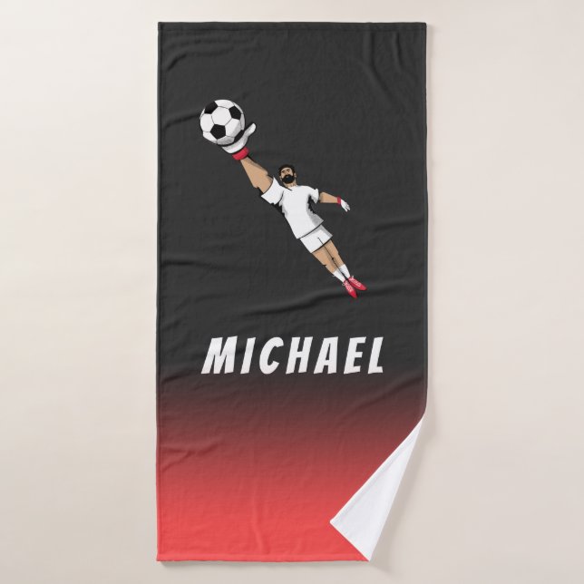 Goalie Goalkeeper Soccer Player Cool Black Kids Bath Towel (Bath Towel)
