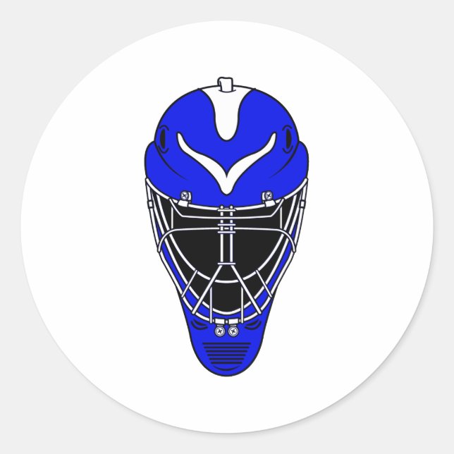 Goalie Helmet Blue Classic Round Sticker (Front)