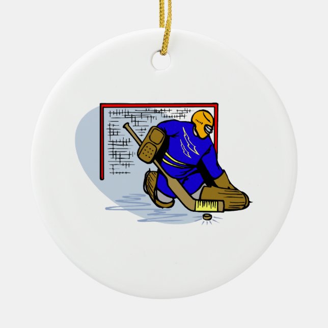 Goalie Hockey Ceramic Tree Decoration (Front)