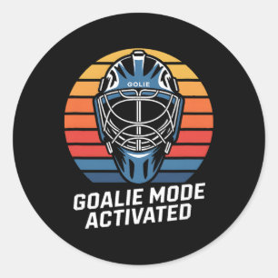 Goalie Mode Activated Hockey Goalie Mask  Classic Round Sticker