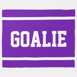 GOALIE Sporty Athletic Black White Text Stripes Fleece Blanket