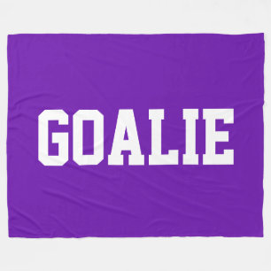 GOALIE Sporty Athletic White Text On Bold Purple Fleece Blanket