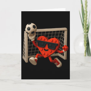Goalie Valentines Day Soccer Heart Building Brick Card