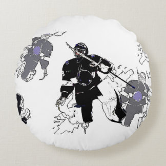Goalies Rock! Hockey Player Round Cushion