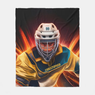 Goalkeeper Ice Hockey With Your Name Goalie Fleece Blanket
