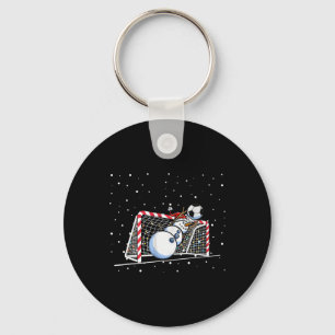 Goalkeeper Snowman Christmas Soccer Player Men Boy Key Ring