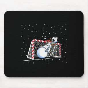 Goalkeeper Snowman Christmas Soccer Player Men Boy Mouse Mat