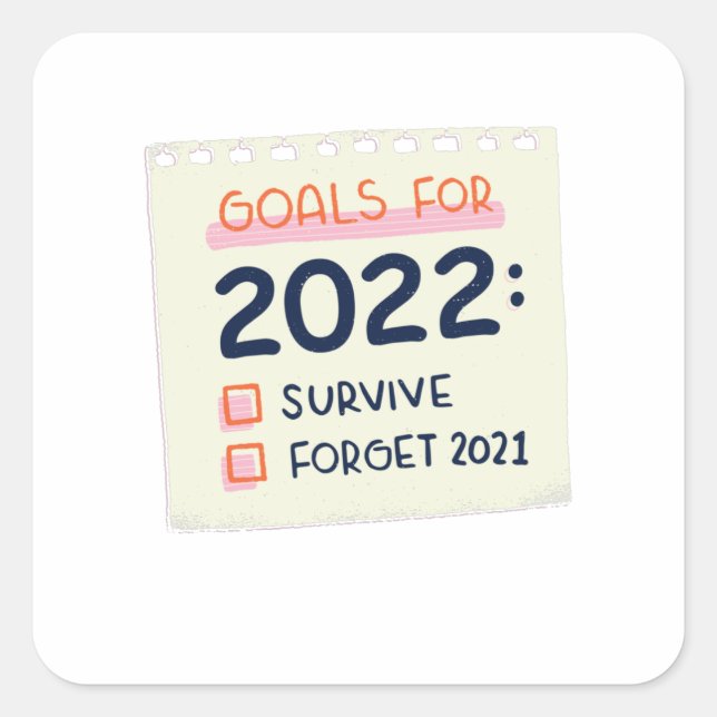Goals for 2022: Survive, Forget 2021 Square Sticker (Front)