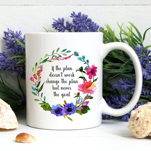 Goals Inspirational Motivational Sayings Floral Coffee Mug (Creator Uploaded)