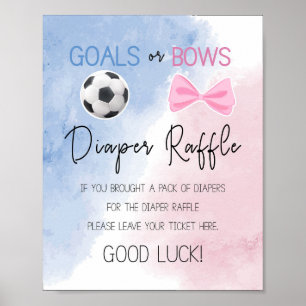 Goals or bows diaper raffle sign gender reveal 