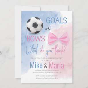 Goals or bows gender reveal invitation