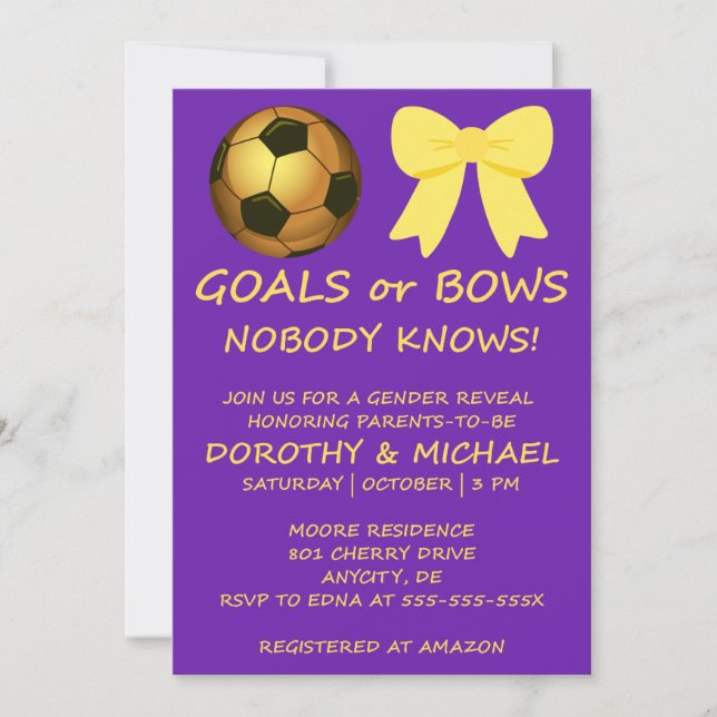 Goals or Bows Gender Reveal Invitation (Front)