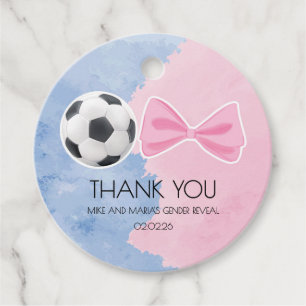 Goals or bows gender reveal thank you tag