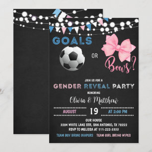 Goals or Bows, Soccer Gender Reveal Party Invitation