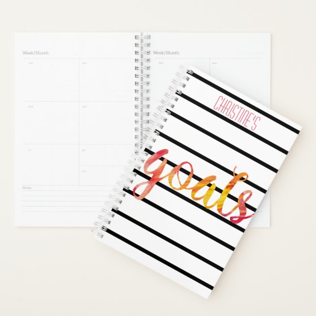 Goals Trendy Personalised Watercolor Typography Planner (Display)