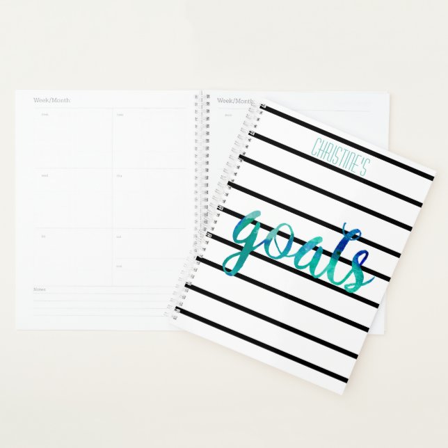 Goals Trendy Personalised Watercolor Typography Planner (Display)