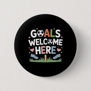 Goals Welcome Here Retro Soccer 6 Cm Round Badge