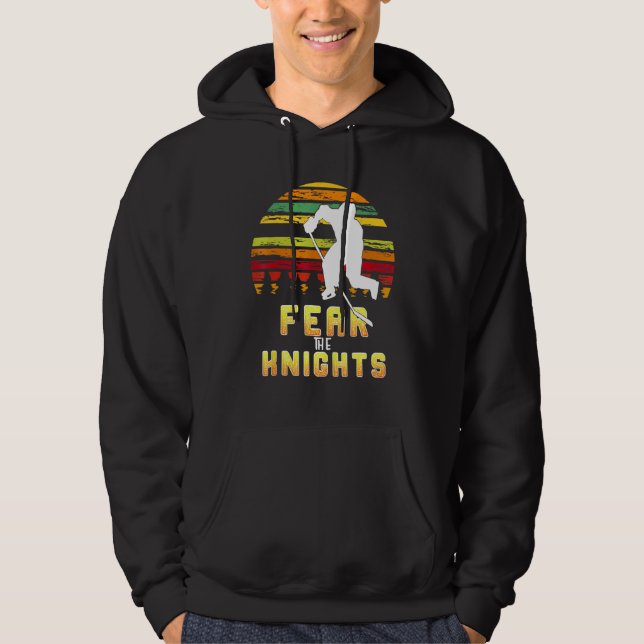 Goaltender Golden Iced Hockey Fear The Knights Vin Hoodie (Front)