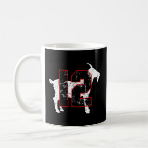 Goat 12 Greatest Of All Time Football Distressed Coffee Mug
