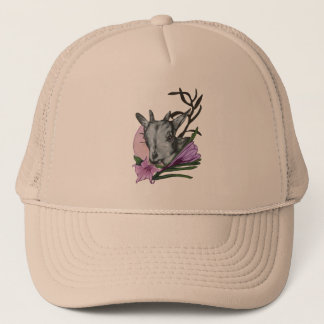 Goat and flowers trucker hat