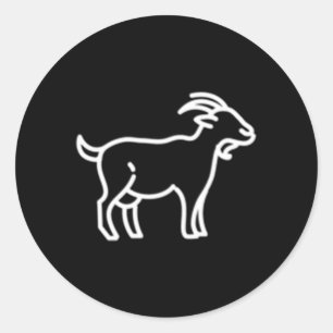Goat Animal Badge Patch Line Icon Outline Classic Round Sticker