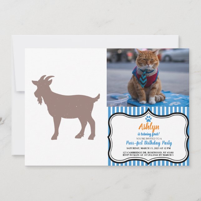 Goat animal farm silhouette invitation (Front)