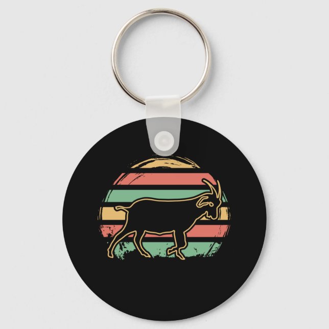 Goat Animal Retro Key Ring (Front)
