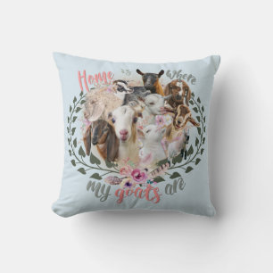 GOAT ART Home is Where My Goats Are GetYerGoat Cushion