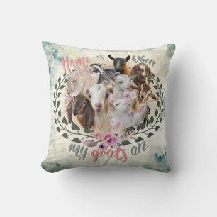 GOAT ART Home is Where My Goats Are GetYerGoat Cushion