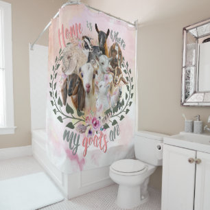 GOAT ART Home is Where My Goats Are GetYerGoat Shower Curtain