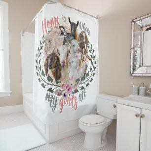GOAT ART Home is Where My Goats Are GetYerGoat Shower Curtain