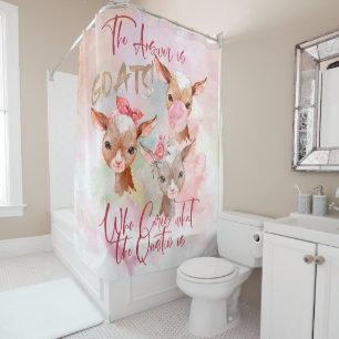 GOAT ART   The Answer is Goats Watercolor Kids Shower Curtain