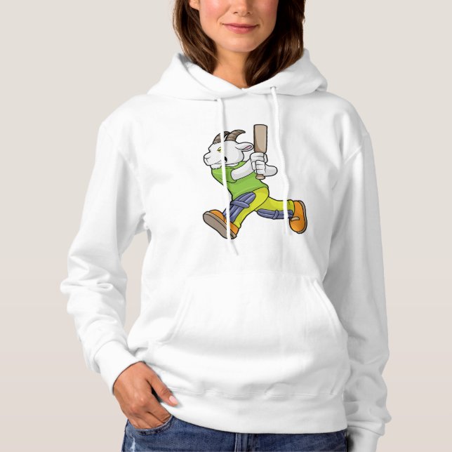 Goat as Batsman with Cricket bat Hoodie (Front)
