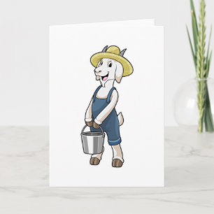 Goat as Farmer with Bucket Card