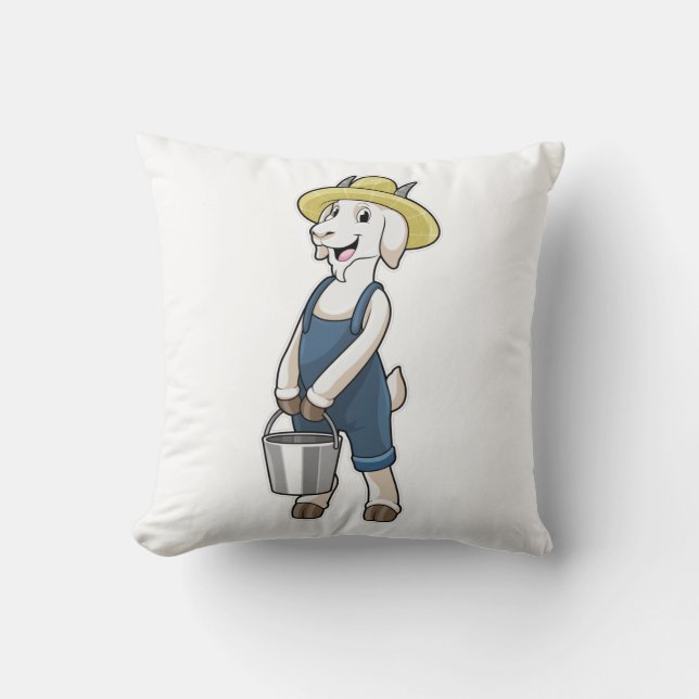 Goat as Farmer with Bucket Cushion (Front)