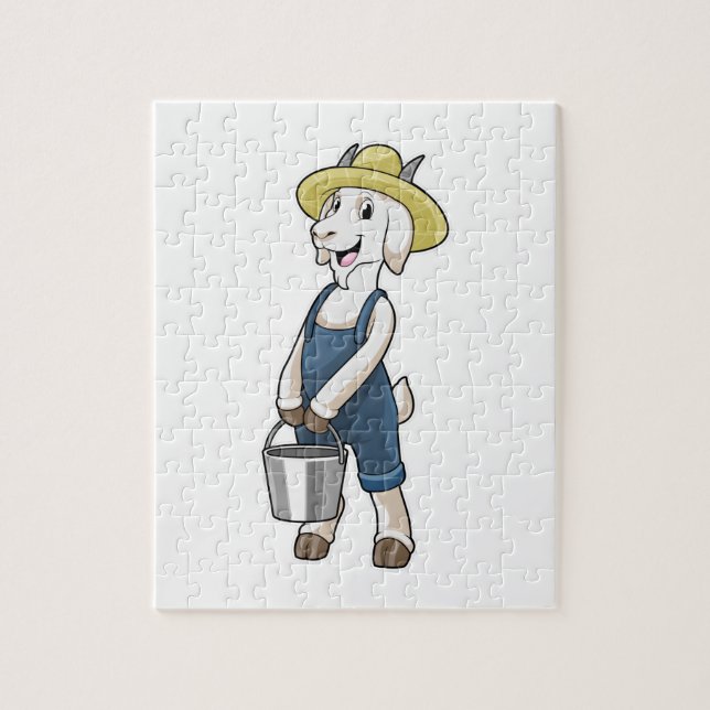 Goat as Farmer with Bucket Jigsaw Puzzle (Vertical)