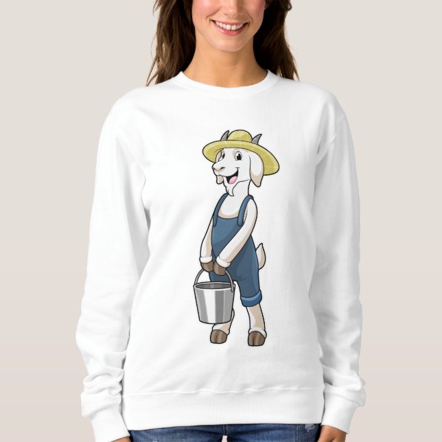 Goat as Farmer with Bucket Sweatshirt (Front)