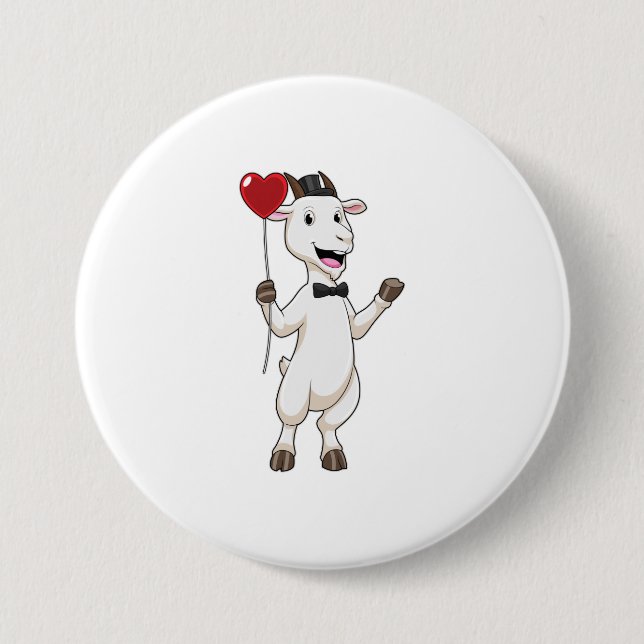 Goat as Groom with Heart Balloon 7.5 Cm Round Badge (Front)