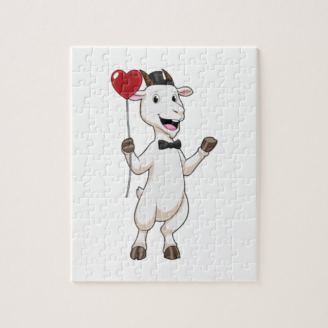 Goat as Groom with Heart Balloon Jigsaw Puzzle (Vertical)