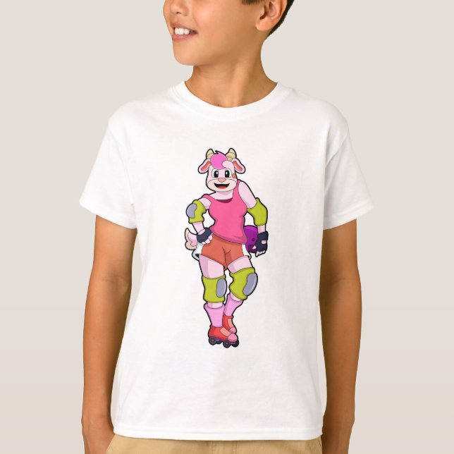 Goat as Inline Skater with Inline Skates T-Shirt (Front)